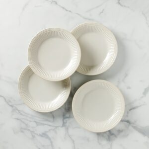 Grooved Beaded Stoneware Dinner Plates, Set of 4